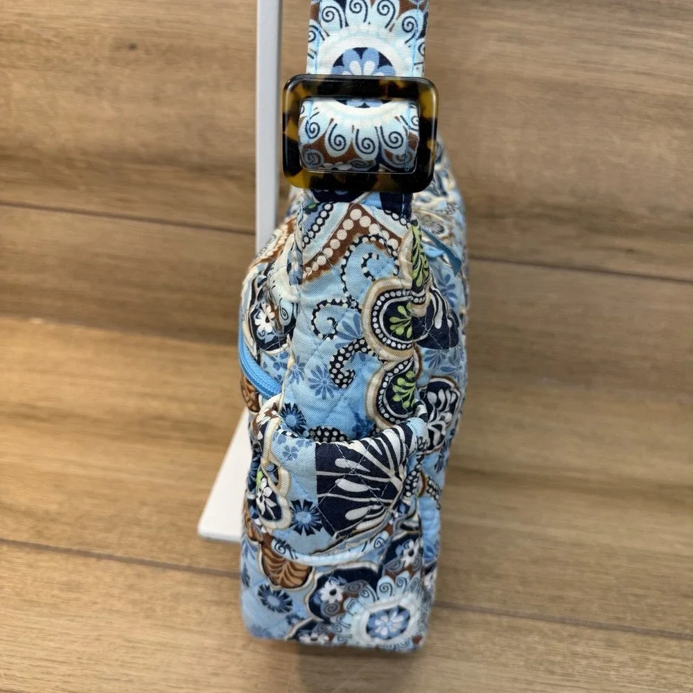 Vtg Vera Bradley Hobo Shoulder Bag Crossbody Bali Blue Floral Paisley Retired